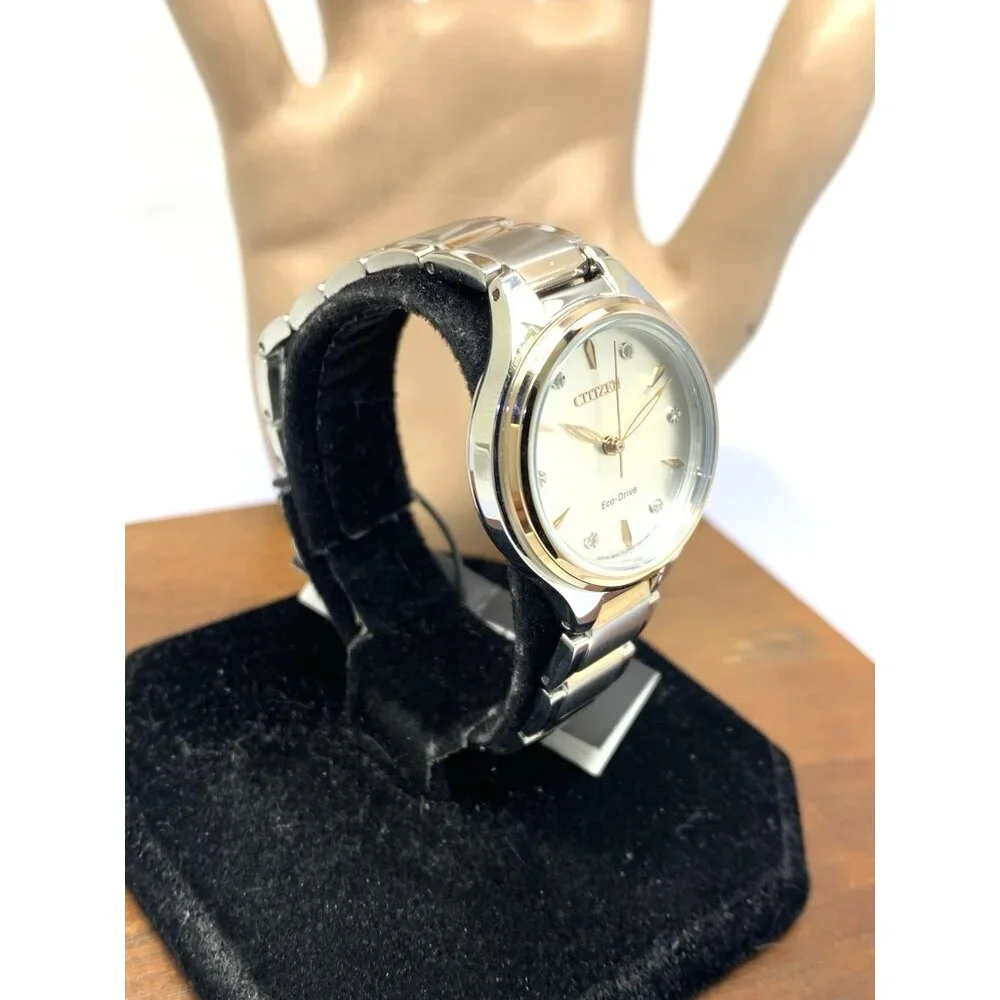 Citizen Women's Watch FE2106-54A Eco Drive Diamond Accent Dial Two Tone Steel